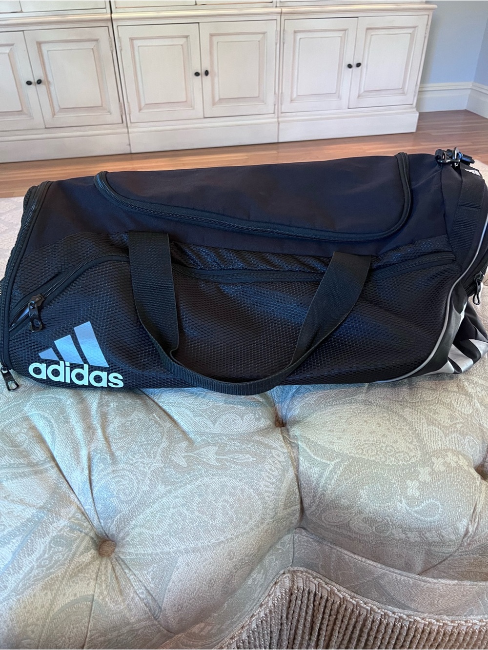adidas Black Duffel with White Logo - Gym & Travel Bag